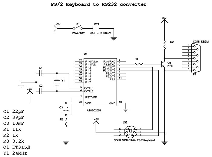 Connecting a PS / 2 keyboard to the PDA