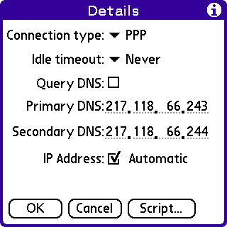  GPRS  Palm - Network Details