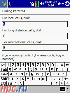    (Dialing patterns)  Pocket PC 2002 Phone Edition