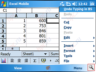Windows Mobile 5.0: Excel