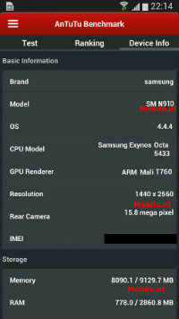 became known specifications Samsung Galaxy Note 4