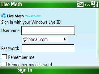 Live Mesh ��� Windows Mobile