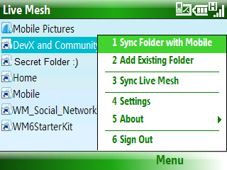 Live Mesh ��� Windows Mobile