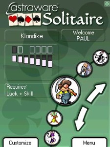 Astraware Solitaire:   Palm OS  Windows Mobile