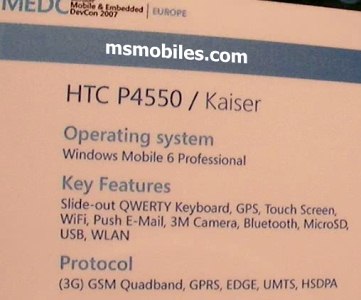  HTC P4550/Kaiser  MEDC 2007
