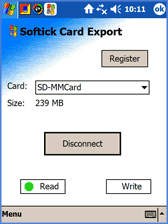 Softick Card Export:  Pocket PC  USB-