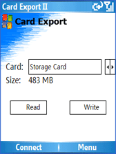 Softick Card Export:  Windows Mobile   USB-