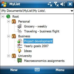 MyList:    drag and drop  Pocket PC